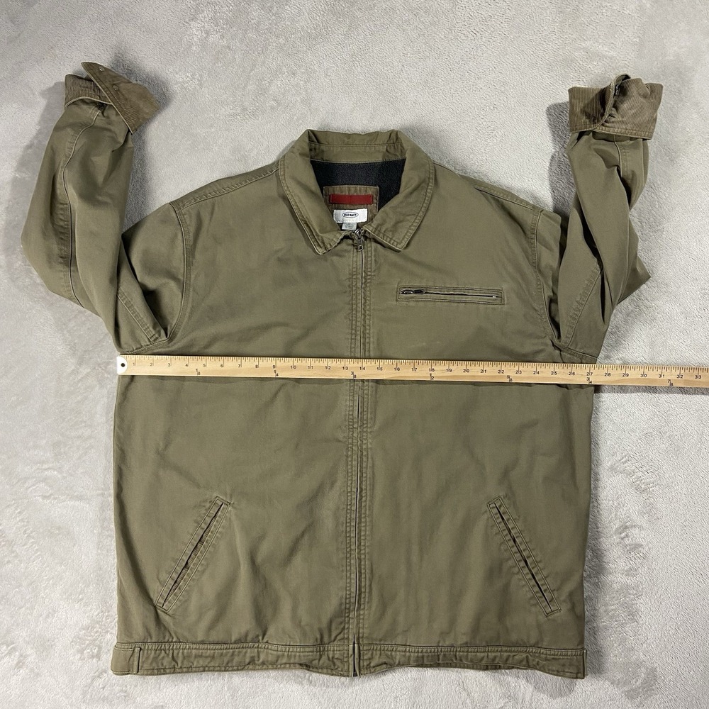 VTG Y2K Old Navy Cotton Canvas Full Zip Chore Coat Army Green Men's XL Utility - Picture 11 of 15
